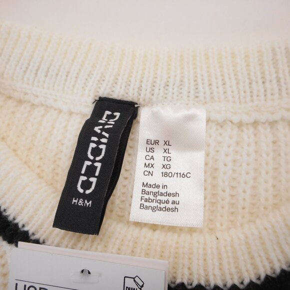 NWT Divided H&M Women's Sz XL Knit Sweater Vest Pullover Top Cream Black - Picture 7 of 9